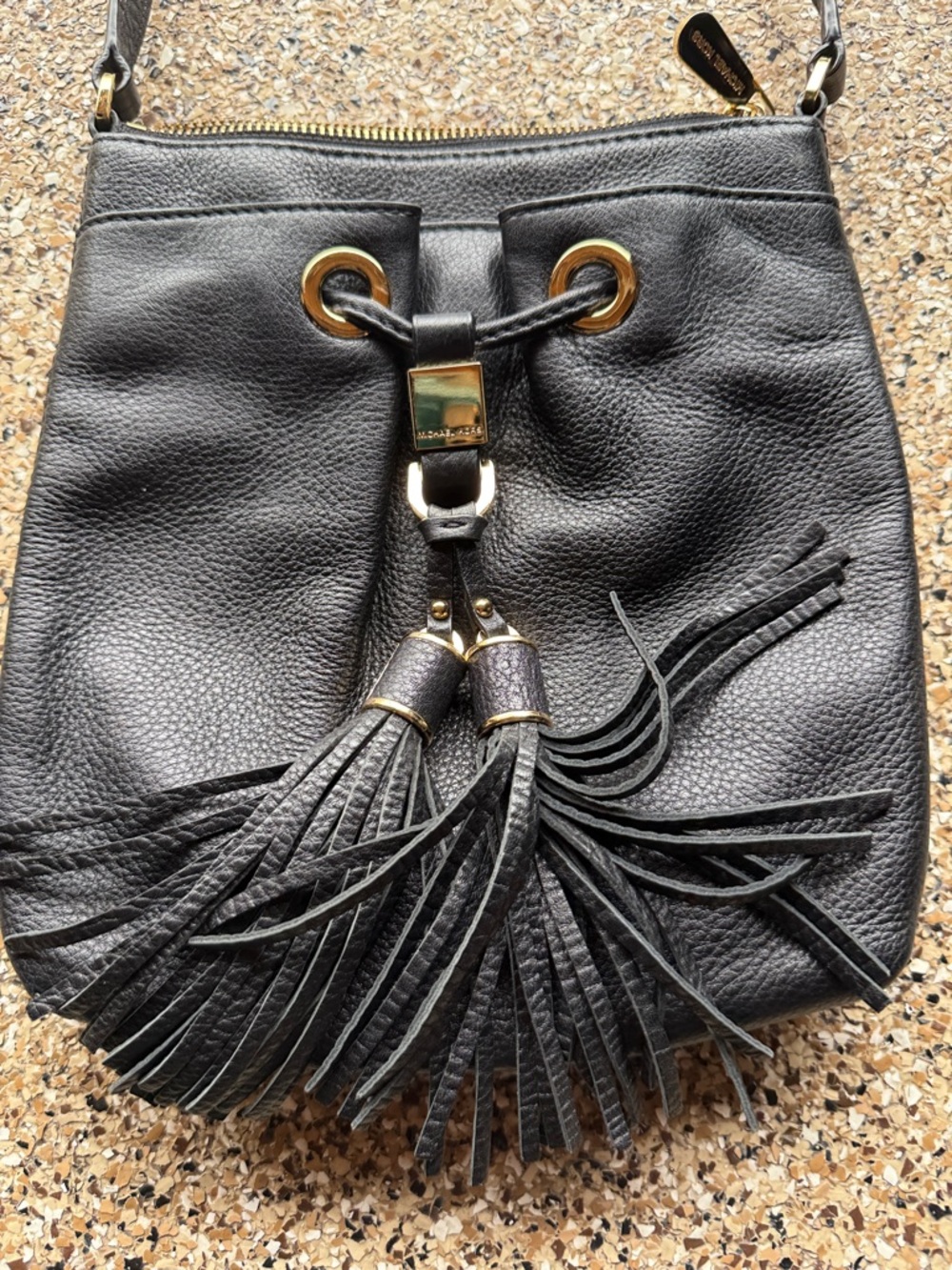 Michael Kors Black Leather Tassel Crossbody - Picture 3 of 6